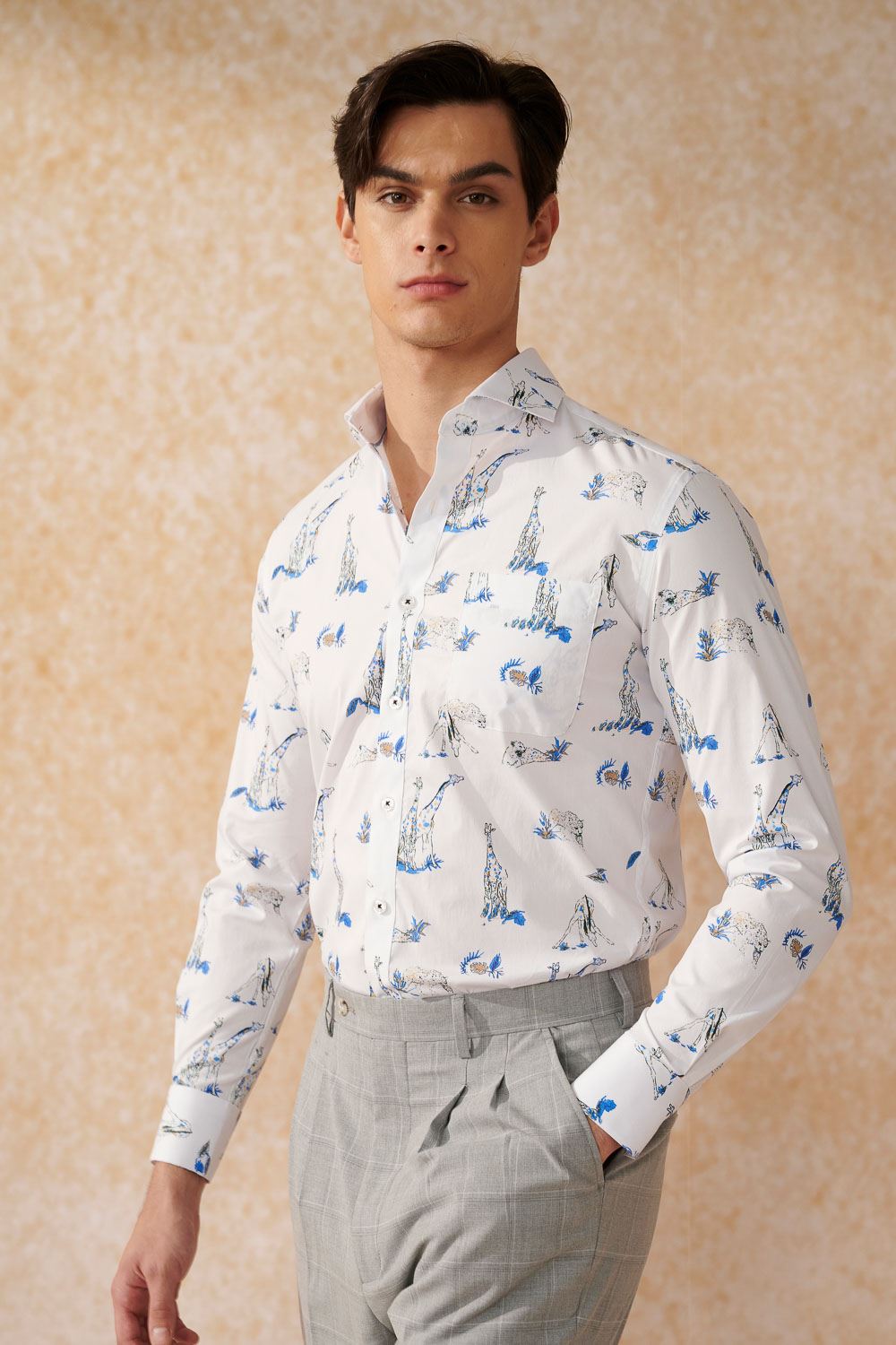 SST&C #Elastic Fit  Giraffe Print Standard Fit Shirt | 0312402012  (Outlet)_0