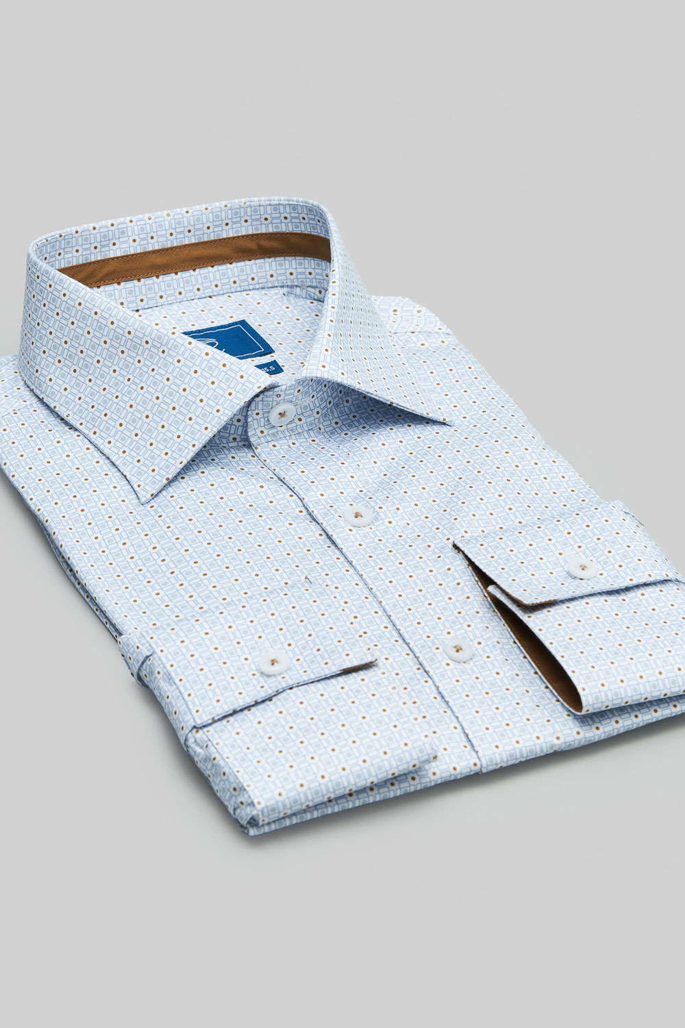 SST&C #Comfortable Cotton  Blue and Brown Geometric Arrangement Printed Slim Fit Shirt | 0312402013  (Outlet)_6