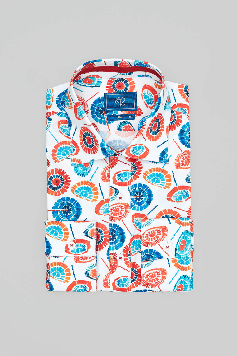SST&C #Elastic Fit  Blue and Orange Paper Umbrella Print Slim Fit Shirt | 0312402016  (Outlet)_5