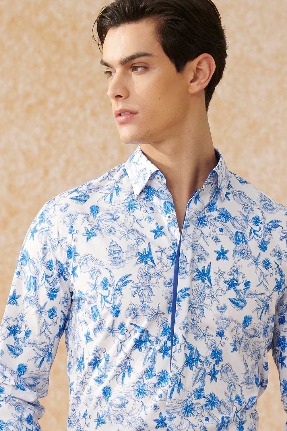 SST&C #Elastic Fit  Blue Marine Style Printed Standard Shirt | 0312402018  (Outlet)_1
