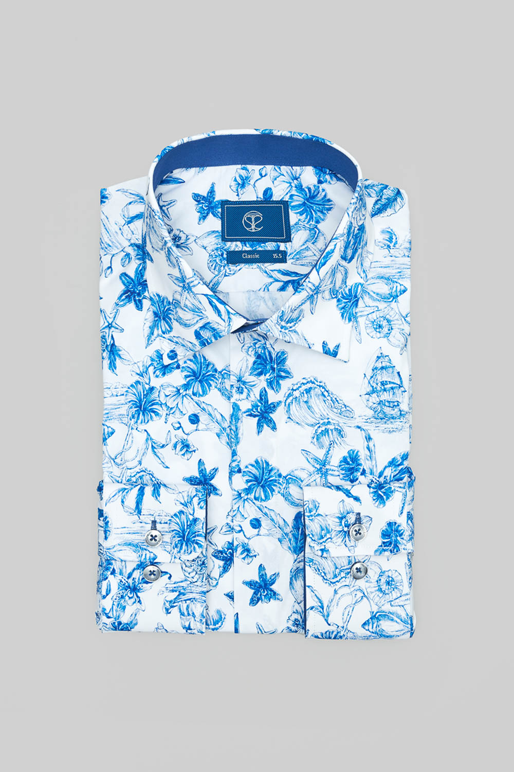 SST&C #Elastic Fit  Blue Marine Style Printed Standard Shirt | 0312402018  (Outlet)_5