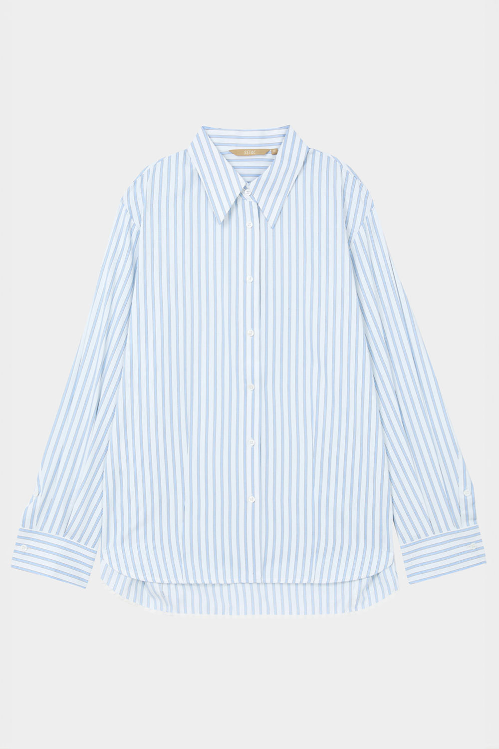 SST&C Light Blue Straight Stripe Loose Fit Cocoon Shirt | 7562403006  (Outlet)_7