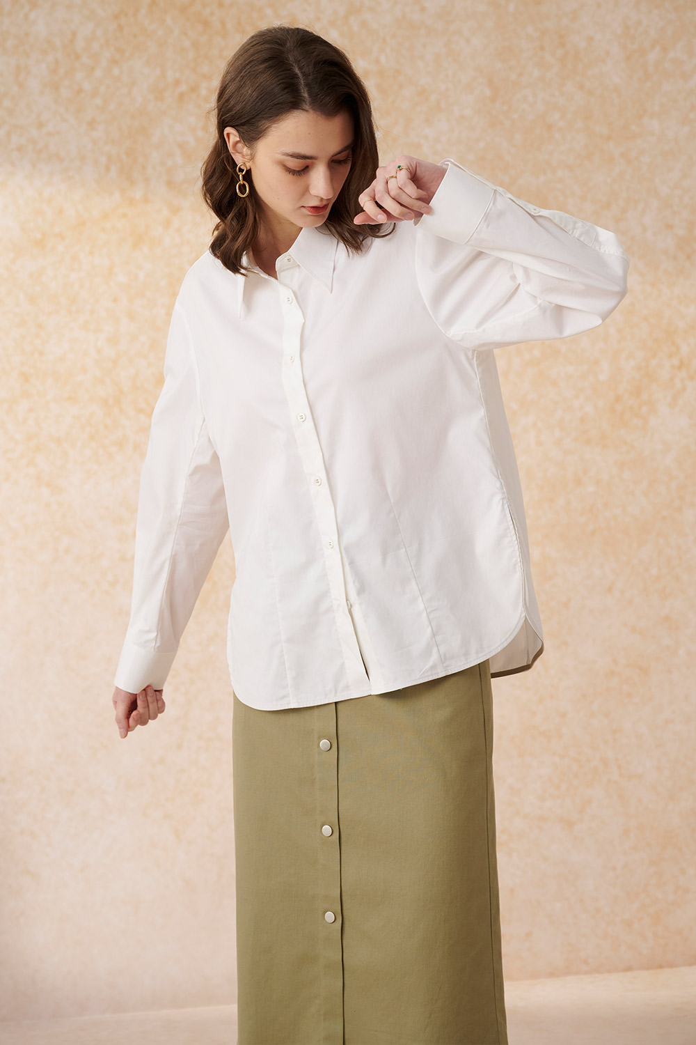 SST&C Off-White Loose Fit Cocoon Shirt | 7562403007  (Outlet)_1