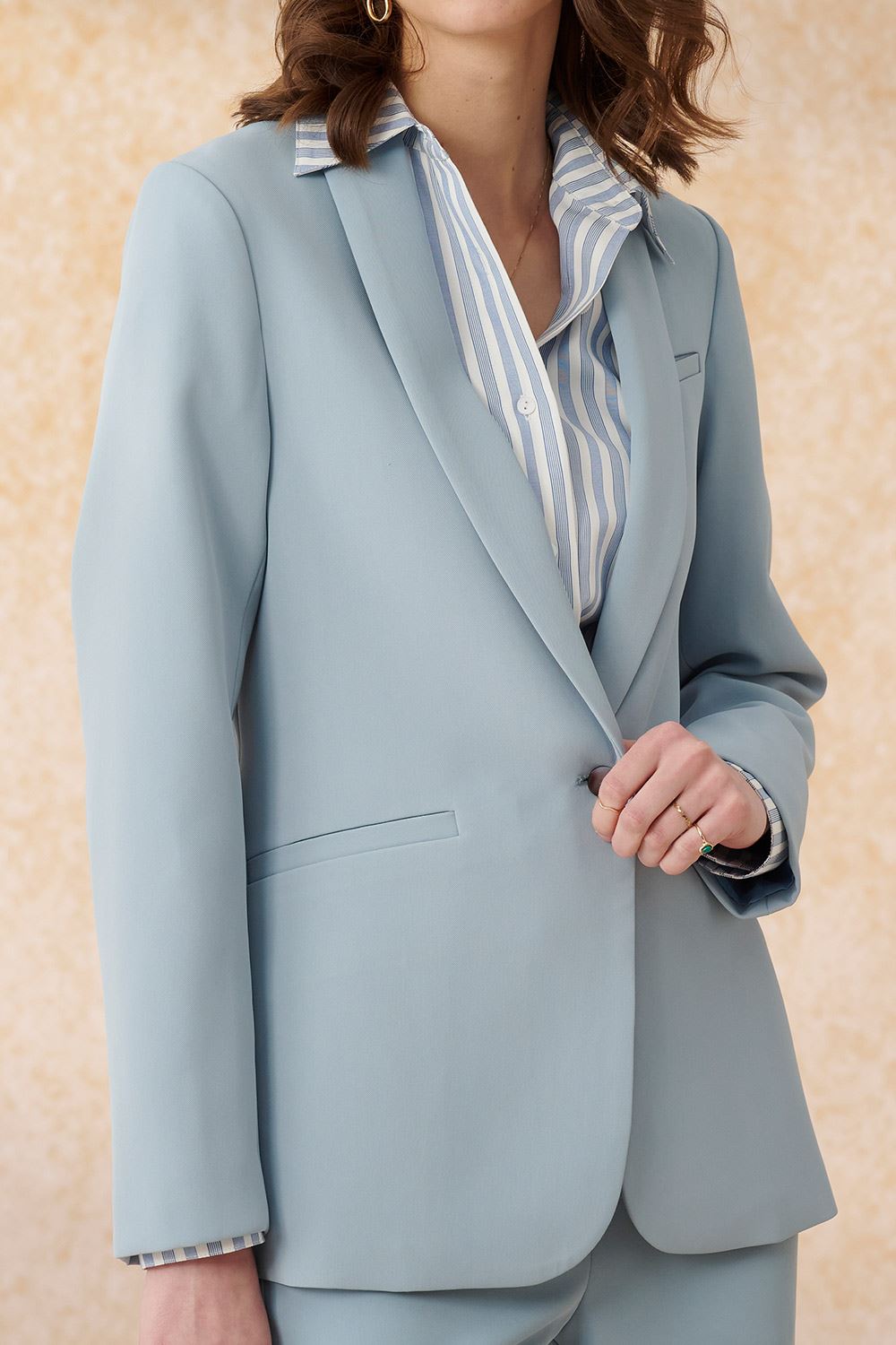 SST&C Baby Blue Loofah Collar Coat | 8162403002  (Outlet)_4