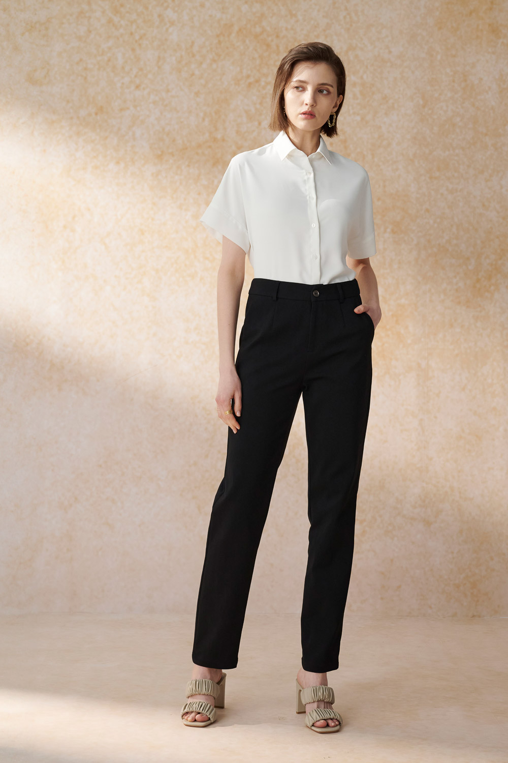 SST&C Black Slim Fit Stretch Trousers | 8262403004  (Outlet)_1
