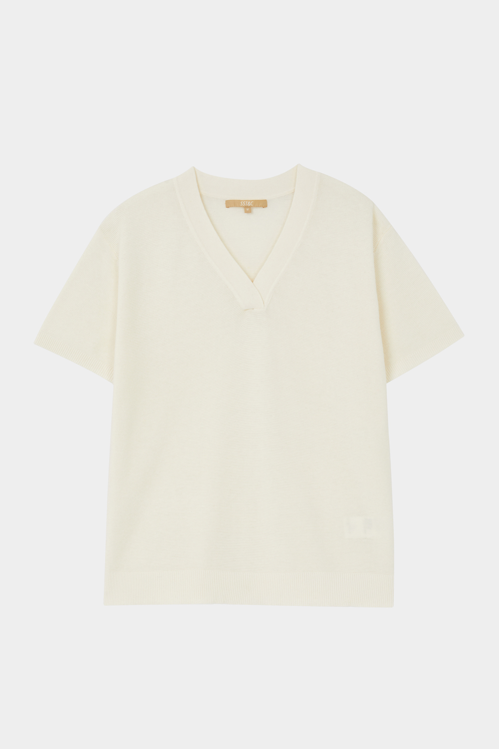 SST&C White V-Neck Short-Sleeved Sweater | 8662403001  (Outlet)_5