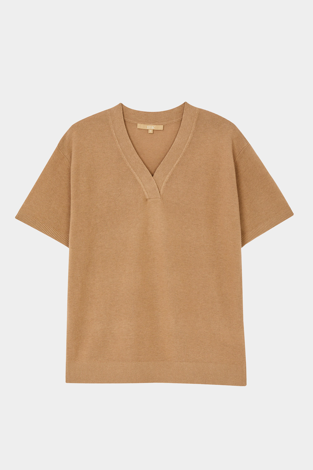 SST&C Khaki V-Neck Short-Sleeved Sweater | 8662403003  (Outlet)_5