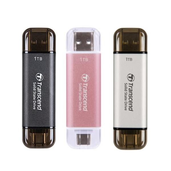 創見Transcend USB3.1/Type C 雙介面行動固態硬碟 1TB(ESD310C)-黑/銀/粉_0