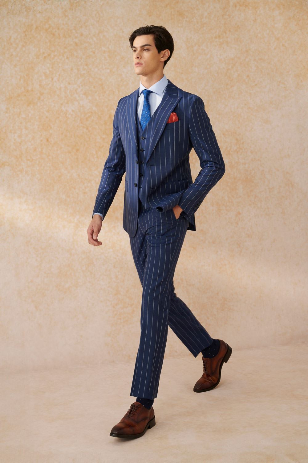 SST&C #Milan Series  Navy Straight Stripe Slim Fit Suit Jacket | 0112403001  (Outlet)_2