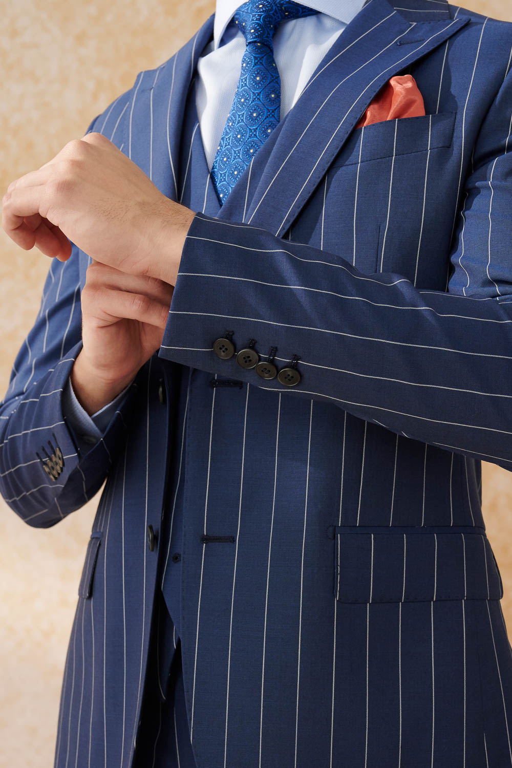 SST&C #Milan Series  Navy Straight Stripe Slim Fit Suit Jacket | 0112403001  (Outlet)_4