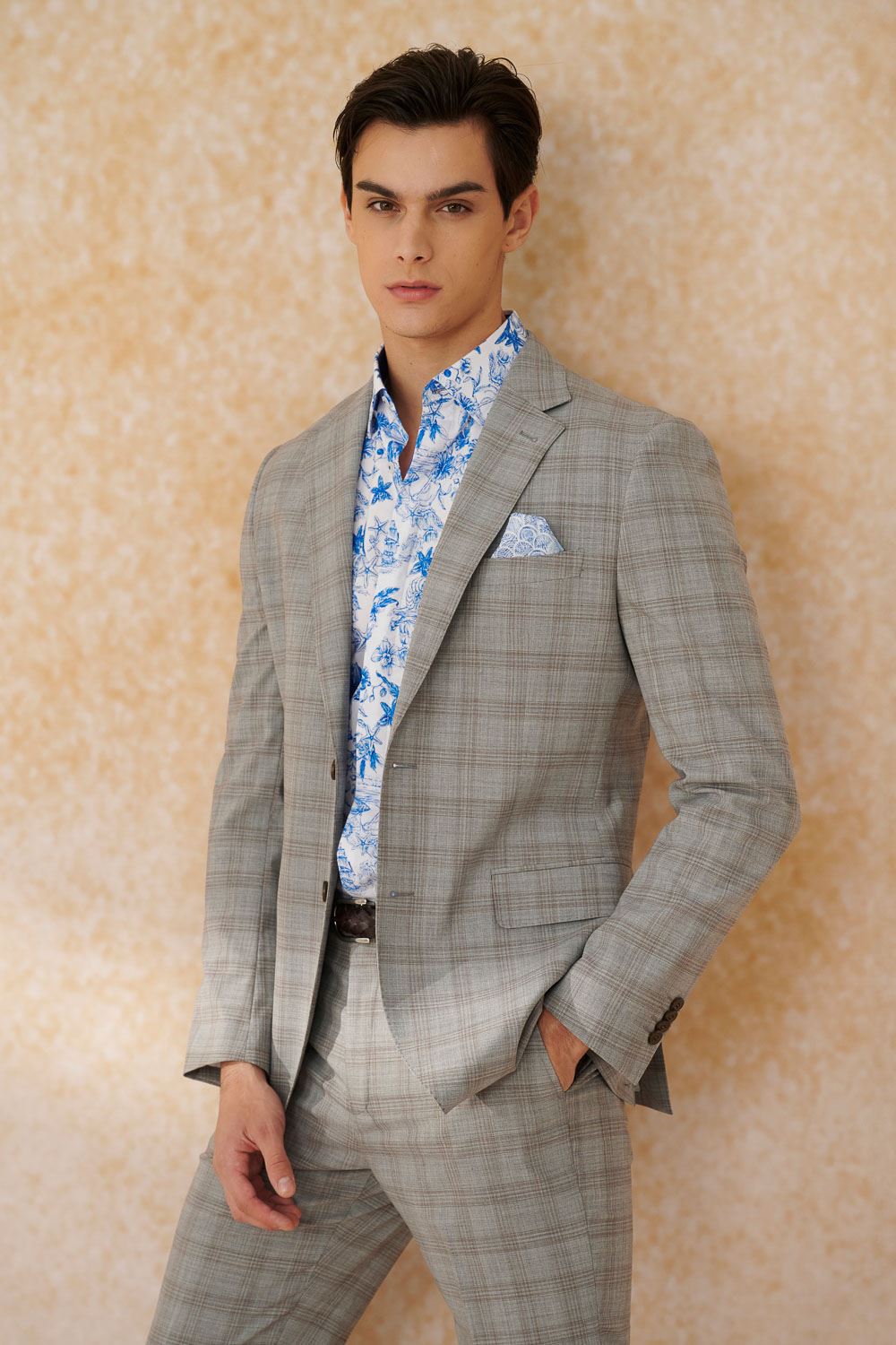 SST&C #Machine Washable Series  Light Gray Check Pattern Slim Fit Suit Jacket | 0112403004  (Outlet)_0