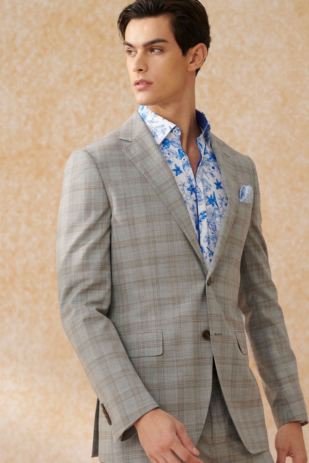 SST&C #Machine Washable Series  Light Gray Check Pattern Slim Fit Suit Jacket | 0112403004  (Outlet)_1