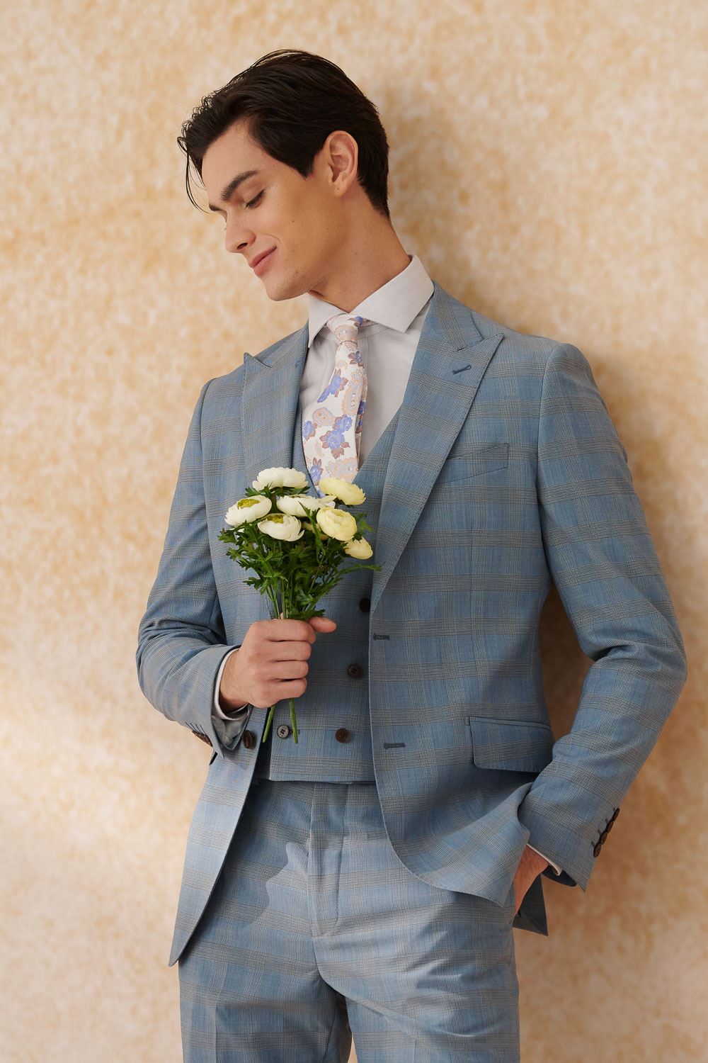 SST&C #Machine Washable Series  Sky Blue Welsh Check Pattern Slim Fit Suit Jacket | 0112403005  (Outlet)_1