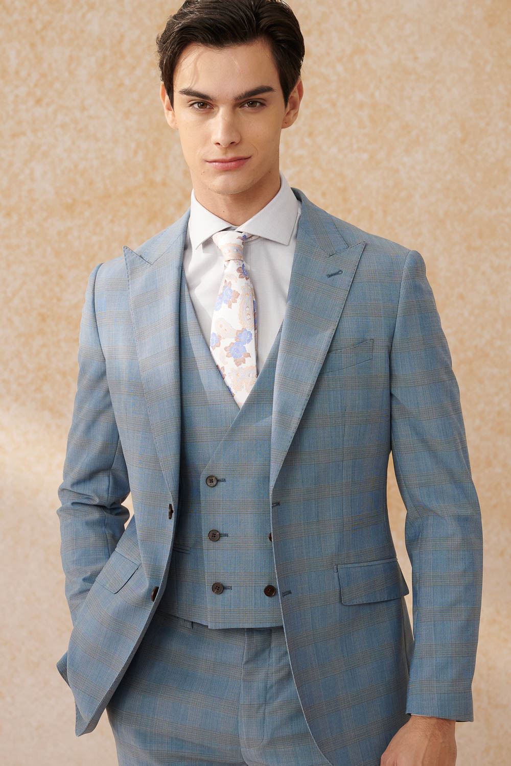 SST&C #Machine Washable Series  Sky Blue Welsh Check Pattern Slim Fit Suit Jacket | 0112403005  (Outlet)_2