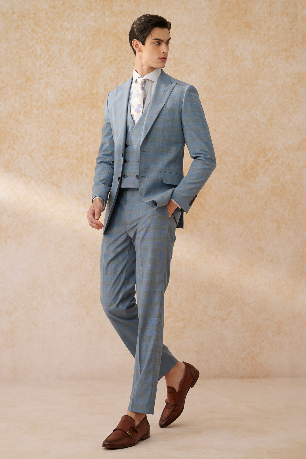 SST&C #Machine Washable Series  Sky Blue Welsh Check Pattern Slim Fit Suit Jacket | 0112403005  (Outlet)_3