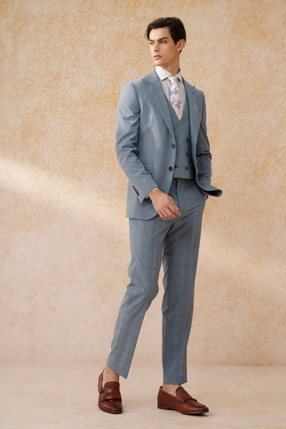 SST&C #Machine Washable Series  Sky Blue Welsh Check Pattern Slim Fit Suit Jacket | 0112403005  (Outlet)_4