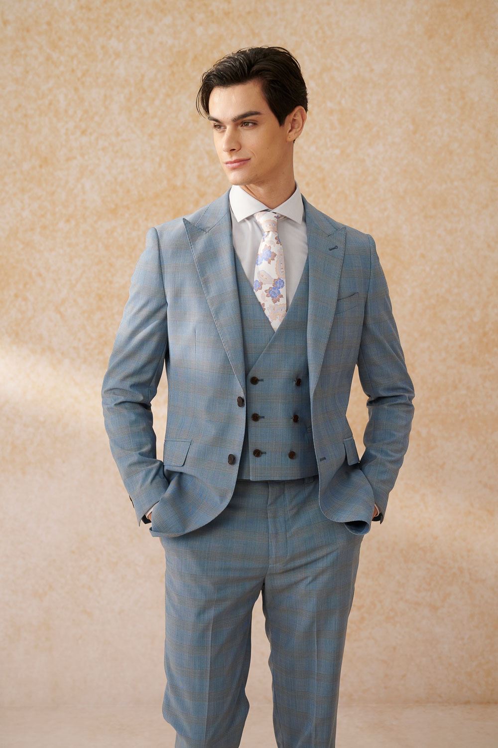 SST&C #Machine Washable Series  Sky Blue Welsh Check Pattern Slim Fit Suit Jacket | 0112403005  (Outlet)_5
