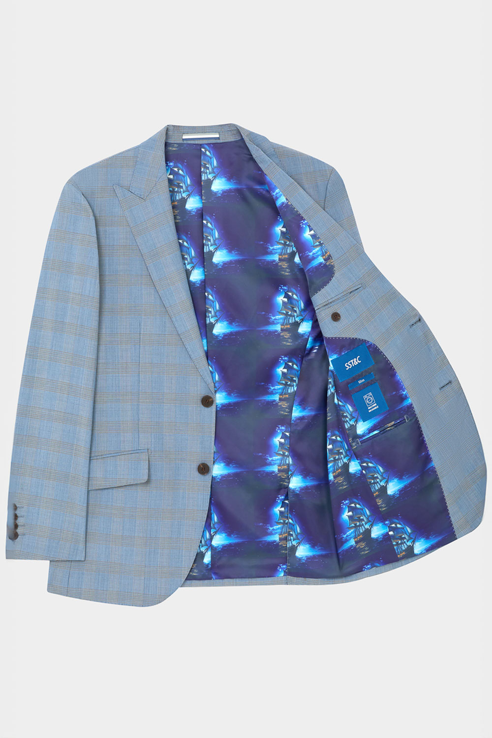 SST&C #Machine Washable Series  Sky Blue Welsh Check Pattern Slim Fit Suit Jacket | 0112403005  (Outlet)_8