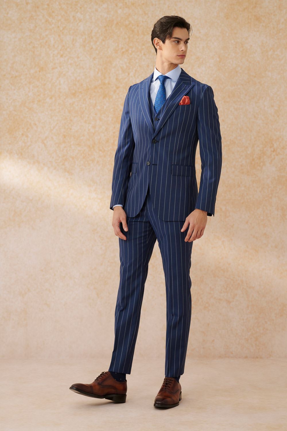 SST&C #Milan Series  Navy Blue Straight Stripe Slim Fit Suit Trousers | 0212403001  (Outlet)_4