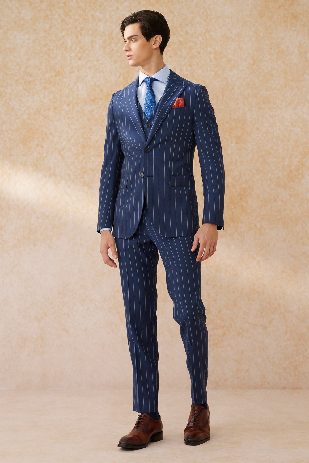 SST&C #Milan Series  Navy Blue Straight Stripe Slim Fit Suit Trousers | 0212403001  (Outlet)_5