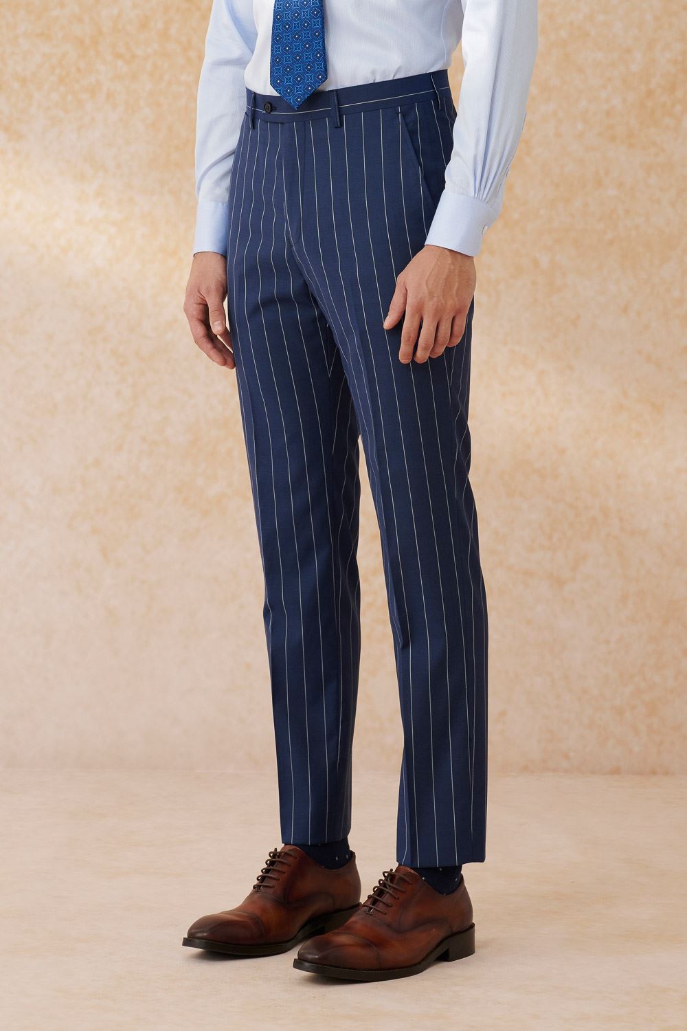 SST&C #Milan Series  Navy Blue Straight Stripe Slim Fit Suit Trousers | 0212403001  (Outlet)_6