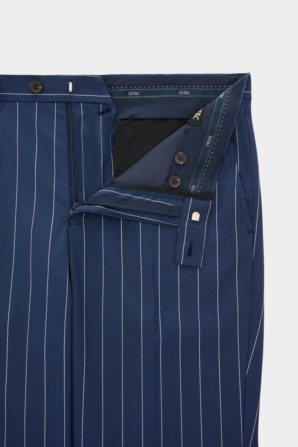 SST&C #Milan Series  Navy Blue Straight Stripe Slim Fit Suit Trousers | 0212403001  (Outlet)_7