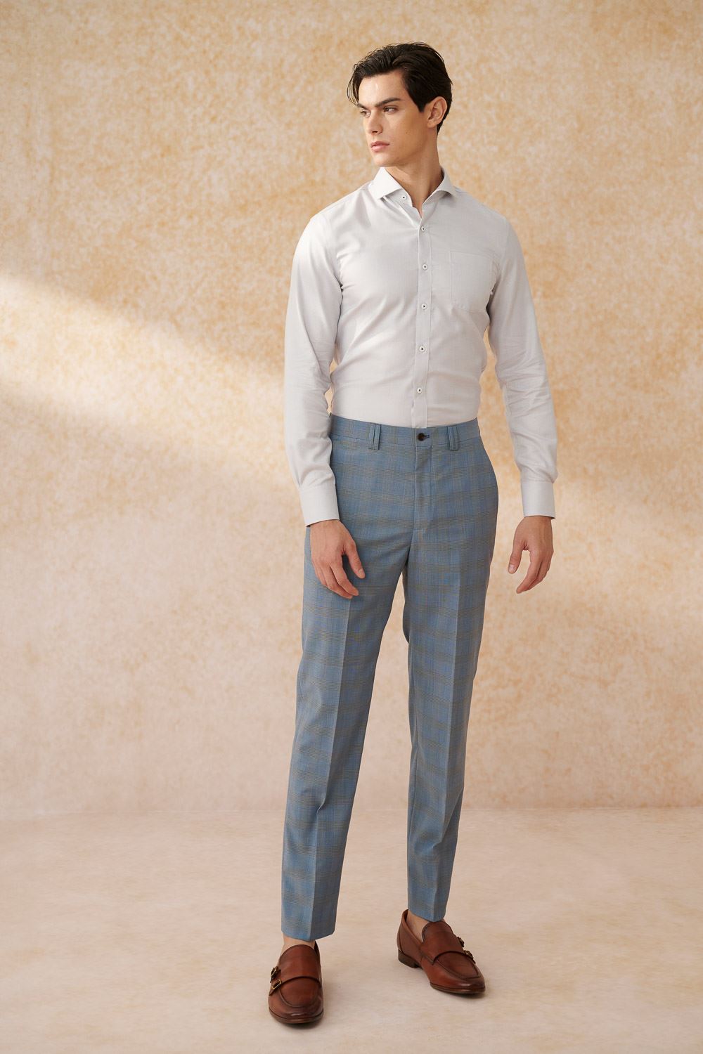 SST&C #Machine Washable Series  Sky Blue Welsh Check Pattern Slim Fit Suit Trousers | 0212403005  (Outlet)_2