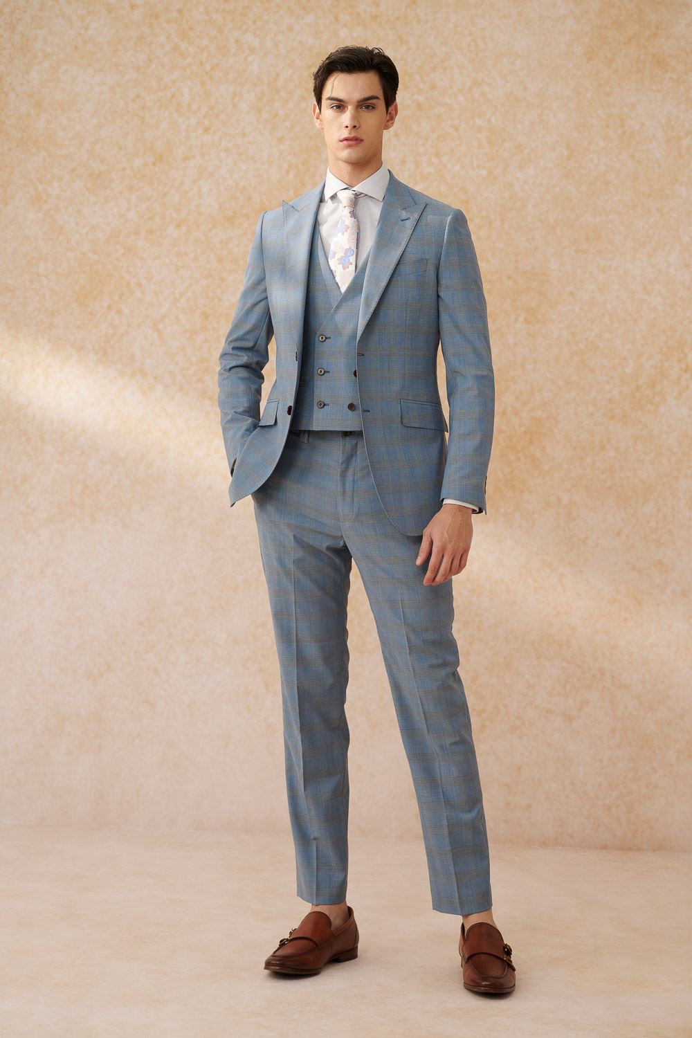 SST&C #Machine Washable Series  Sky Blue Welsh Check Pattern Slim Fit Suit Trousers | 0212403005  (Outlet)_3