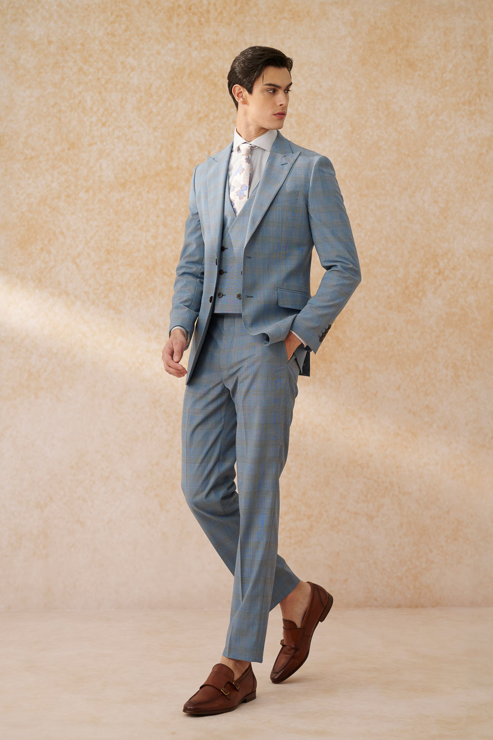 SST&C #Machine Washable Series  Sky Blue Welsh Check Pattern Slim Fit Suit Trousers | 0212403005  (Outlet)_4