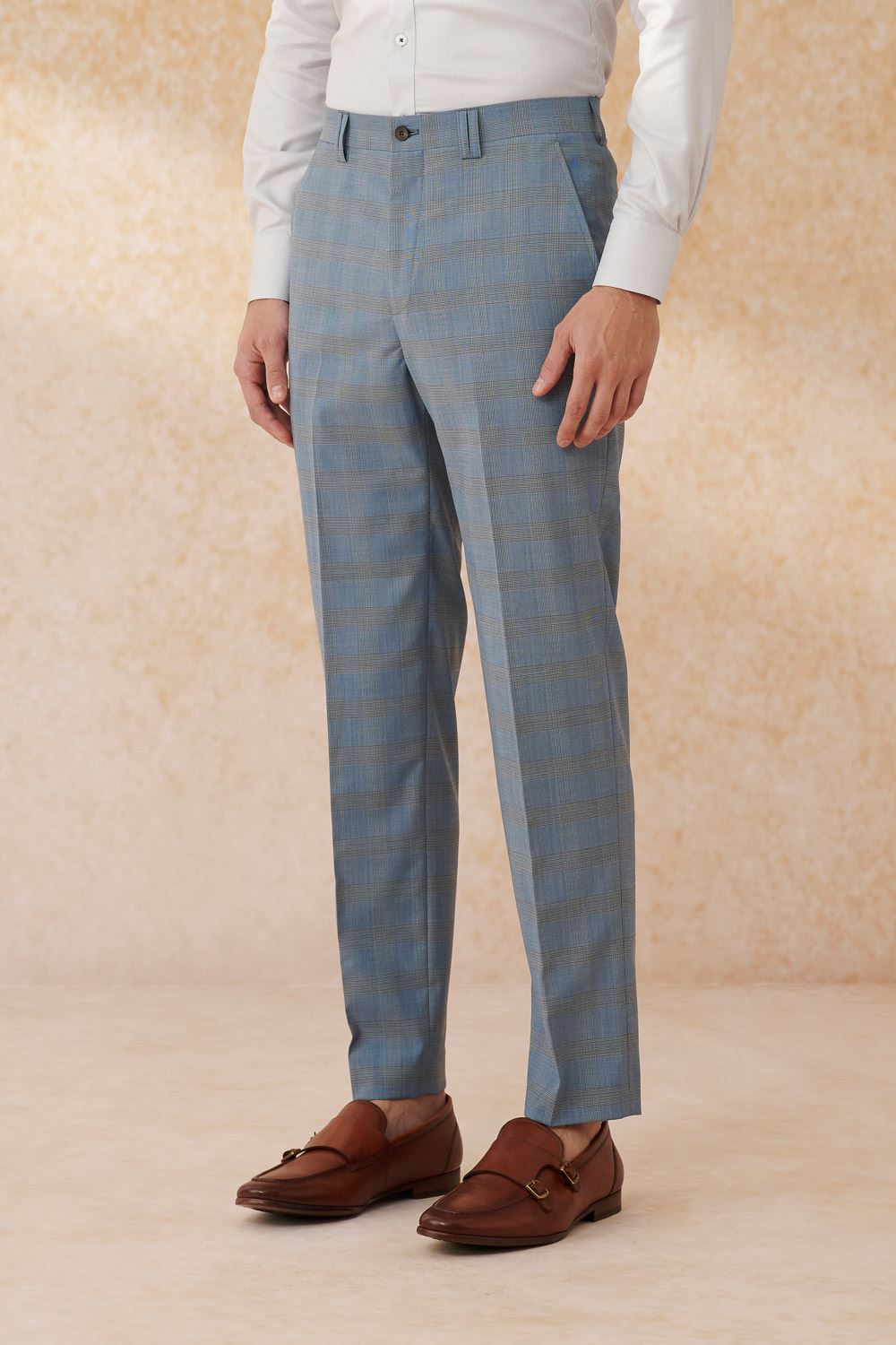 SST&C #Machine Washable Series  Sky Blue Welsh Check Pattern Slim Fit Suit Trousers | 0212403005  (Outlet)_5