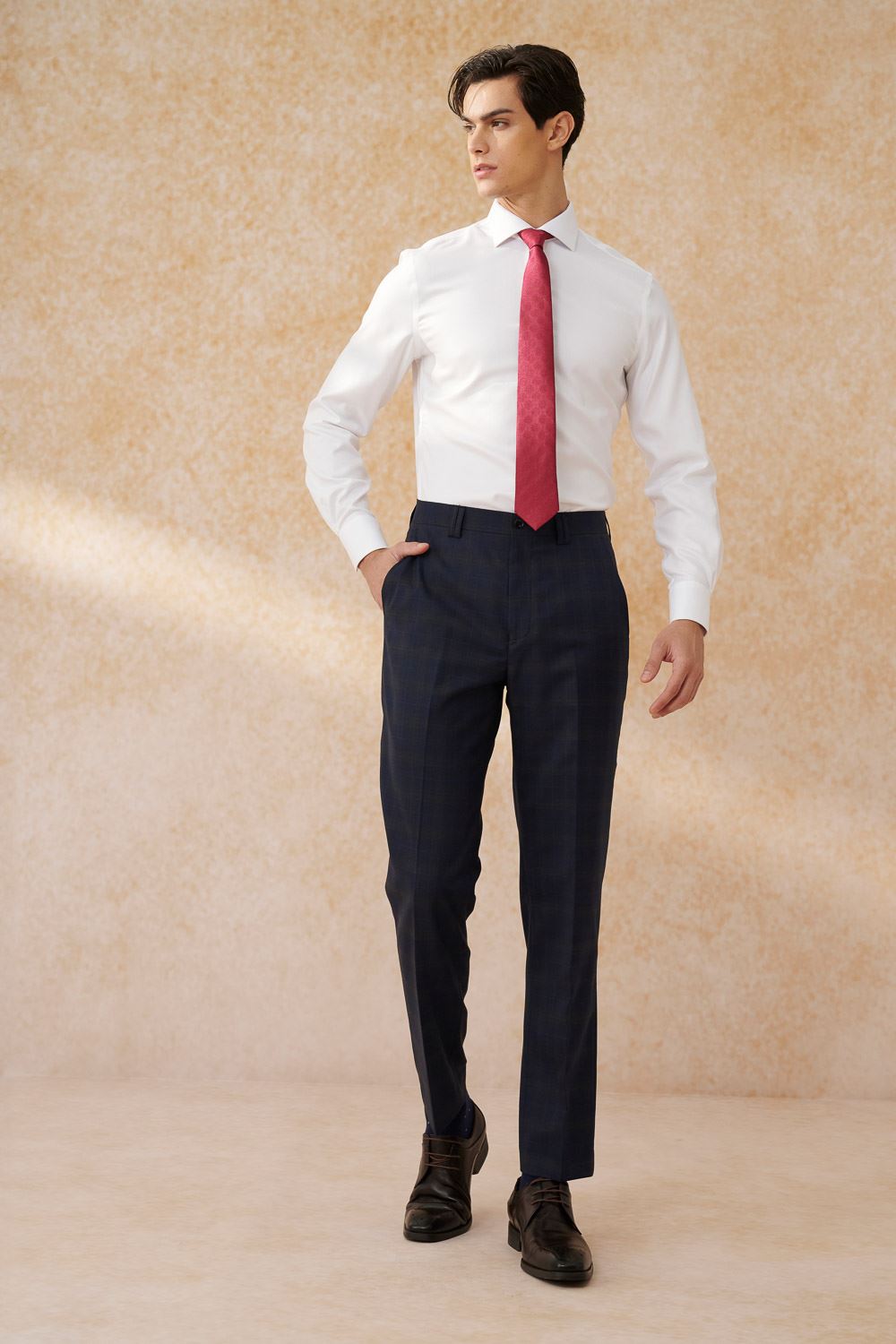 SST&C #Machine Washable Series  Navy Check Pattern Slim Fit Suit Trousers | 0212403007  (Outlet)_3