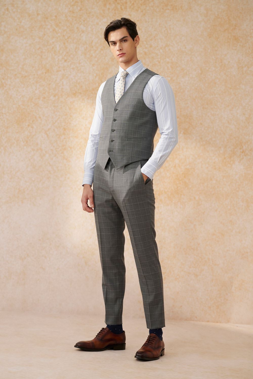 SST&C #Machine Washable Series  Gray Check Pattern Tailored Suit Trousers | 0212403008  (Outlet)_3