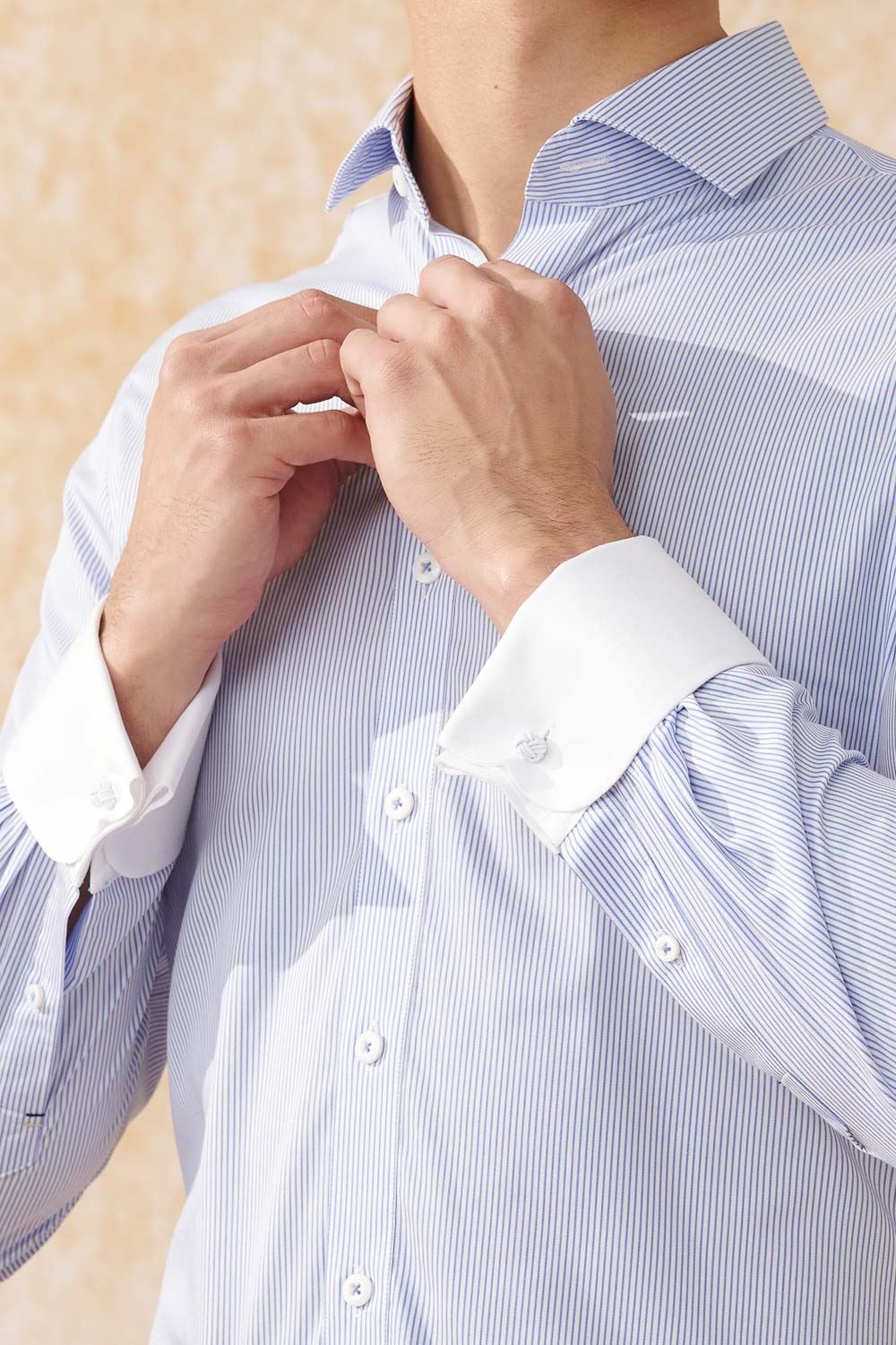 SST&C #Milan Series  Blue Striped Pattern White Sleeve Slim Fit Shirt | 0312403007  (Outlet)_4