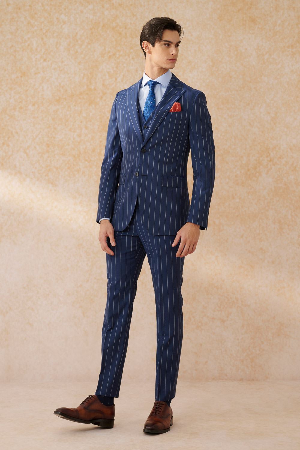 SST&C #Milan Series  Navy Blue Straight Stripe Slim Suit Vest | 0512403001  (Outlet)_4