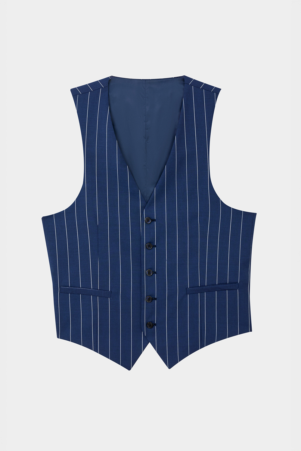 SST&C #Milan Series  Navy Blue Straight Stripe Slim Suit Vest | 0512403001  (Outlet)_7