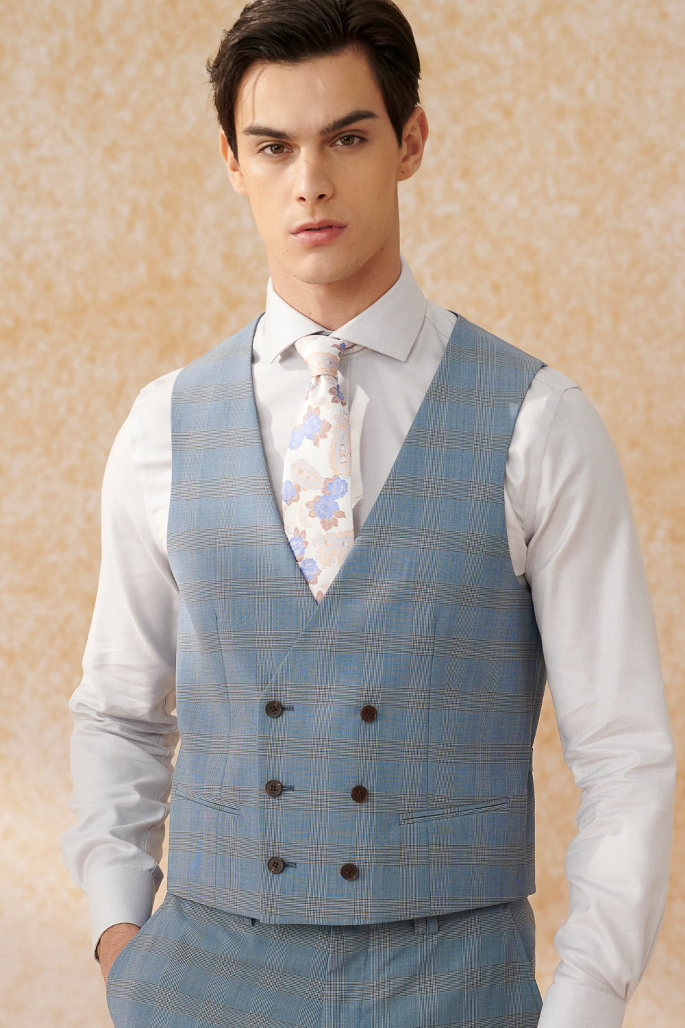 SST&C #Machine Washable Series  Sky Blue Welsh Check Pattern Slim Fit Suit Vest | 0512403005  (Outlet)_1
