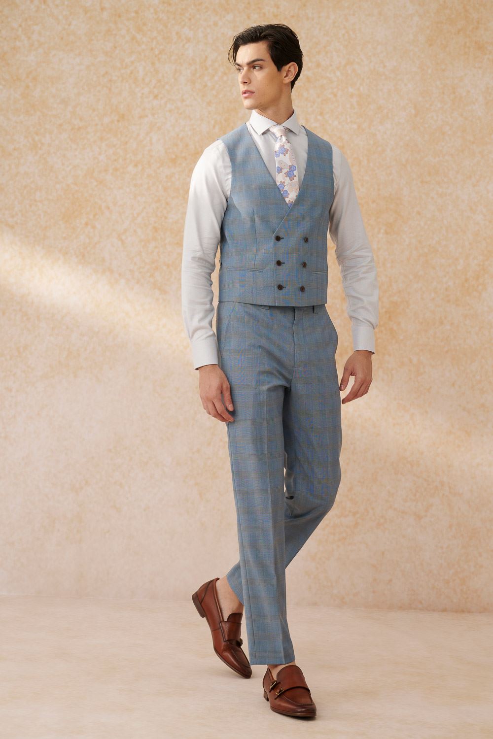 SST&C #Machine Washable Series  Sky Blue Welsh Check Pattern Slim Fit Suit Vest | 0512403005  (Outlet)_3