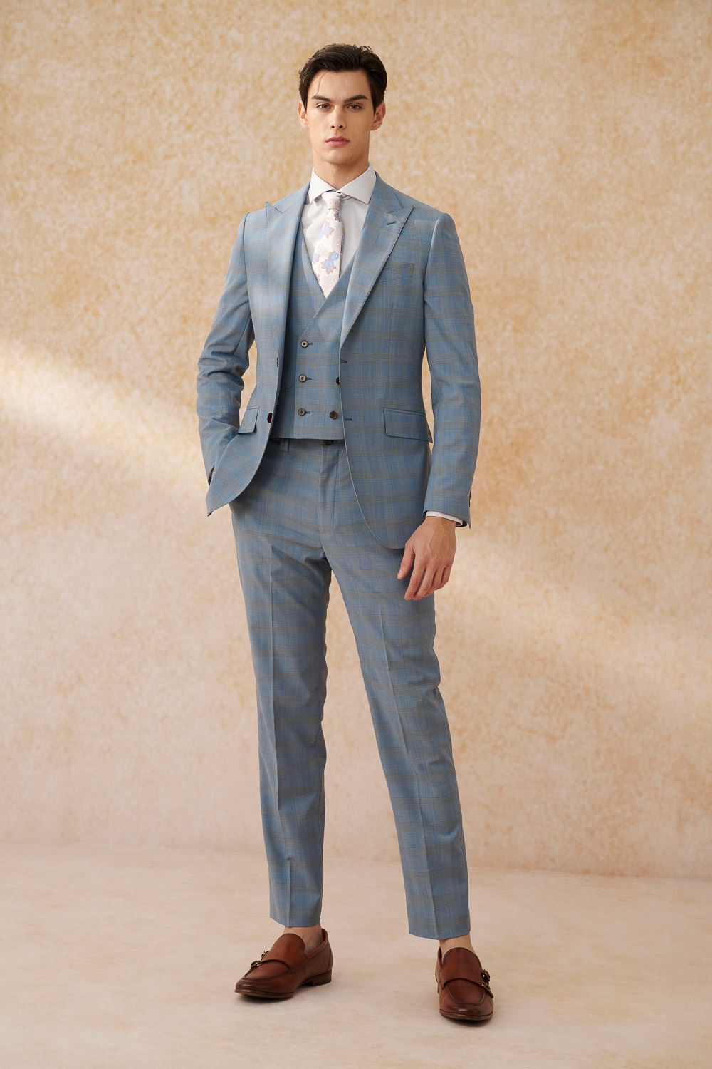 SST&C #Machine Washable Series  Sky Blue Welsh Check Pattern Slim Fit Suit Vest | 0512403005  (Outlet)_4