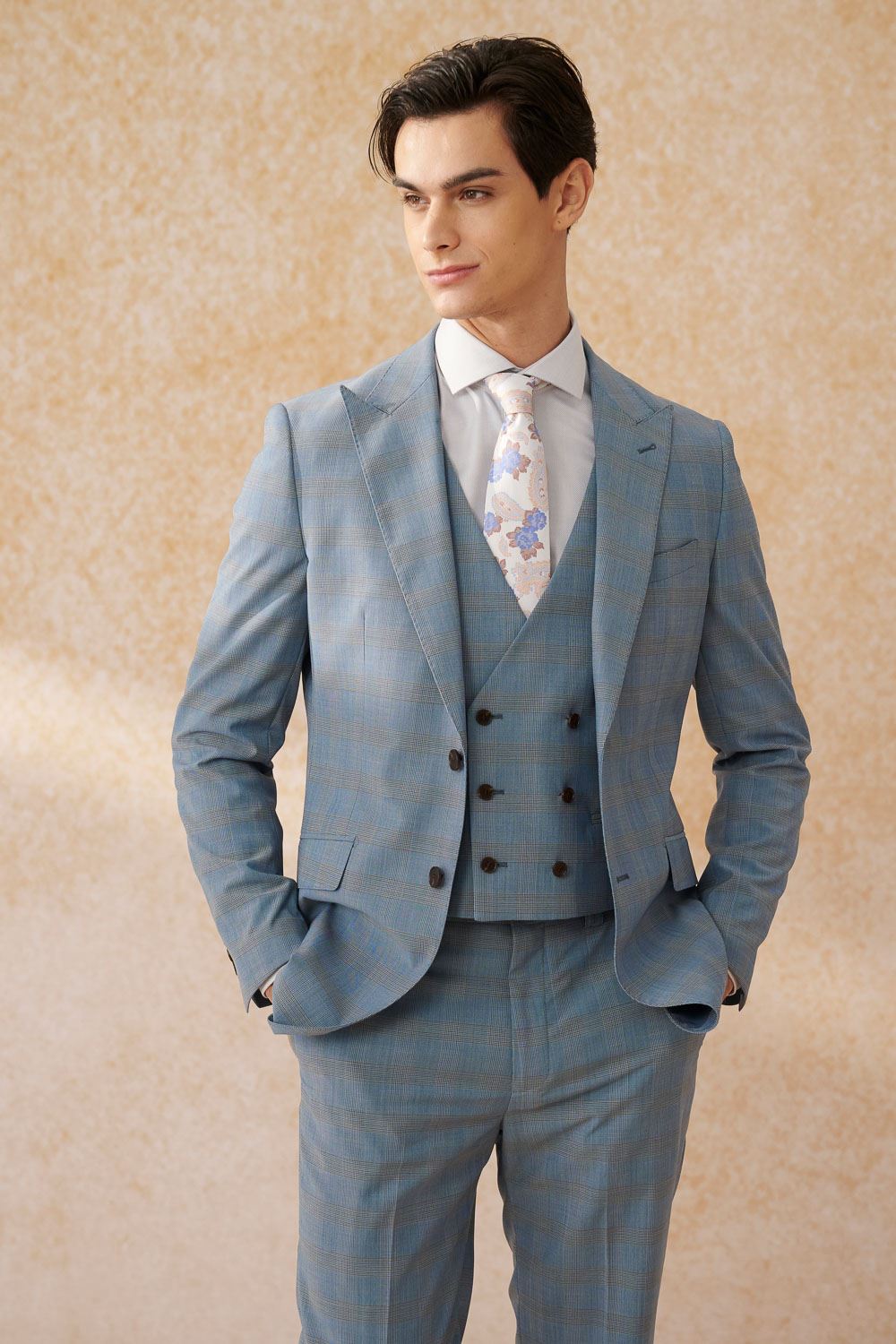 SST&C #Machine Washable Series  Sky Blue Welsh Check Pattern Slim Fit Suit Vest | 0512403005  (Outlet)_5