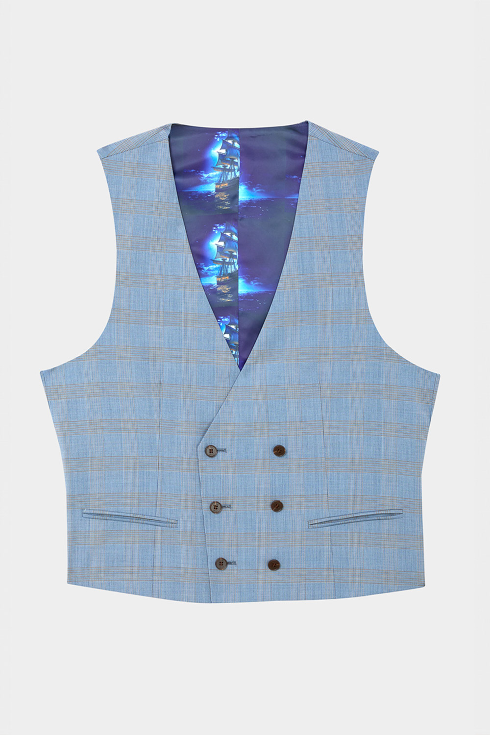 SST&C #Machine Washable Series  Sky Blue Welsh Check Pattern Slim Fit Suit Vest | 0512403005  (Outlet)_7