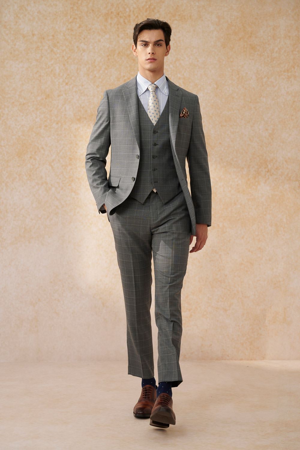 SST&C #Machine Washable Series  Gray Check Pattern Tailored Suit Vest | 0512403008  (Outlet)_3