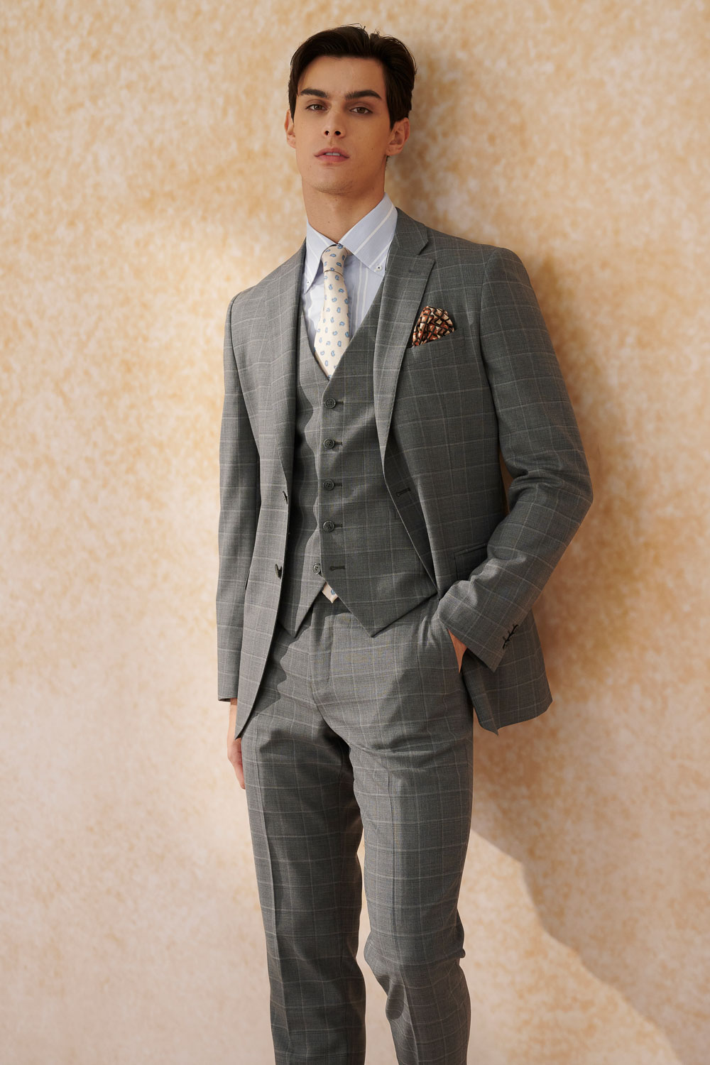 SST&C #Machine Washable Series  Gray Check Pattern Tailored Suit Vest | 0512403008  (Outlet)_4