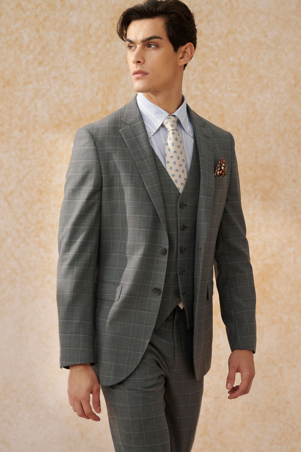 SST&C #Machine Washable Series  Gray Check Pattern Tailored Suit Vest | 0512403008  (Outlet)_5