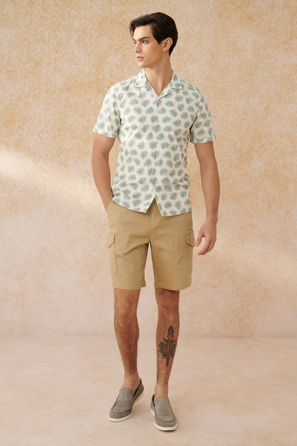SST&C Khaki Camel Side Patch Pocket Straight-Leg Shorts | 1212403002  (Outlet)_2