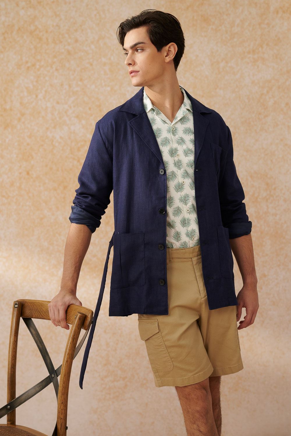 SST&C Khaki Camel Side Patch Pocket Straight-Leg Shorts | 1212403002  (Outlet)_3