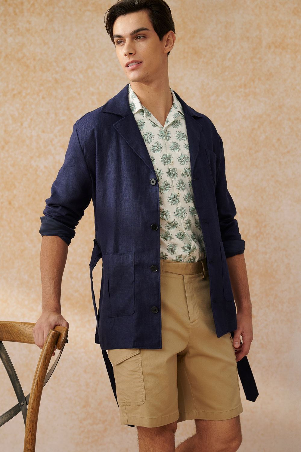 SST&C Khaki Camel Side Patch Pocket Straight-Leg Shorts | 1212403002  (Outlet)_4
