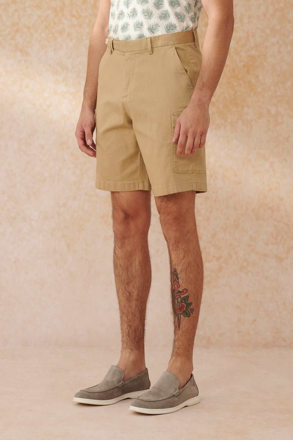SST&C Khaki Camel Side Patch Pocket Straight-Leg Shorts | 1212403002  (Outlet)_5