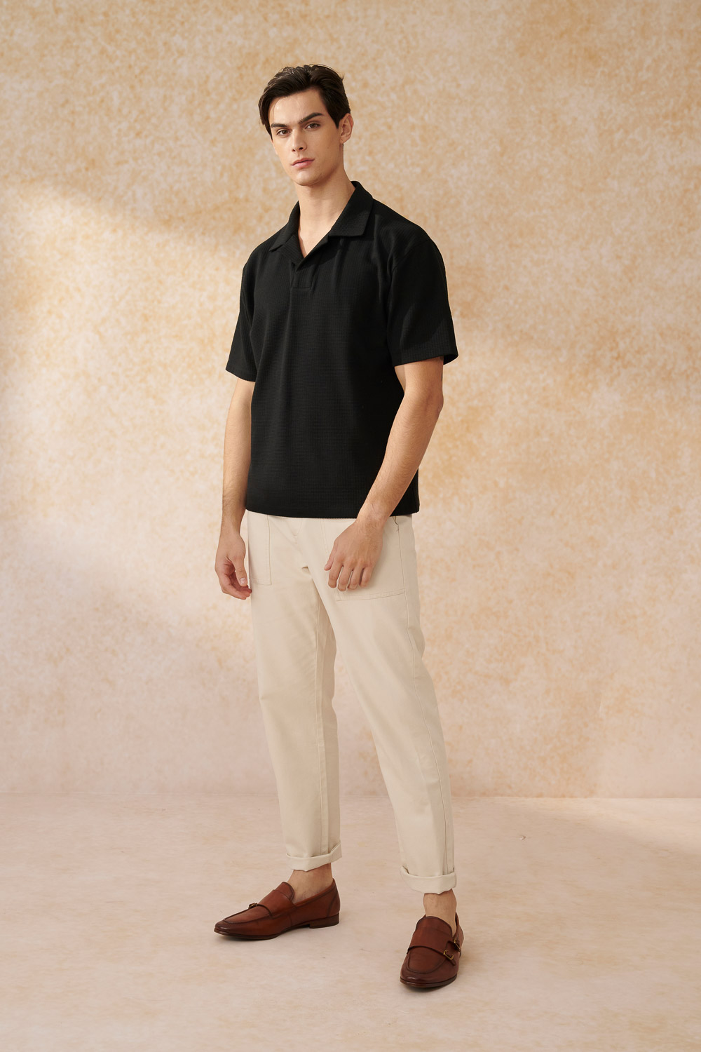 SST&C Beige Straight Fit Stretch Work Style Casual Trousers | 1212403005  (Outlet)_3