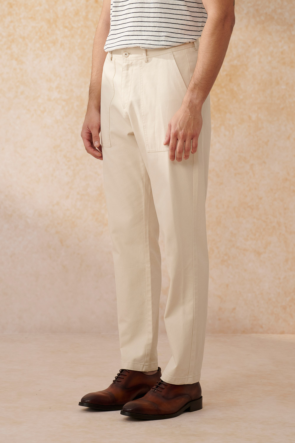 SST&C Beige Straight Fit Stretch Work Style Casual Trousers | 1212403005  (Outlet)_6