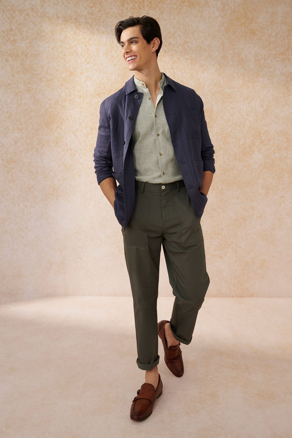 SST&C Dark Gray Straight-Leg Elastic Work Style Casual Trousers | 1212403006  (Outlet)_3